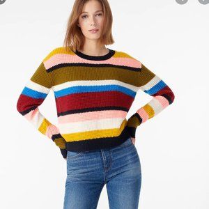 J.Crew Cashmere waffle-knit crewneck sweater in stripe-AR948-NWT